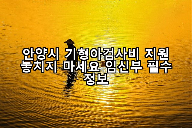 안양시 기형아검사비 지원 놓치지 마세요 임신부 필수 정보